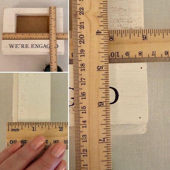 Were Engaged Distressed White Wood Picture Frame Romantic Mudpie Decor Cottage - Picture 6 of 7